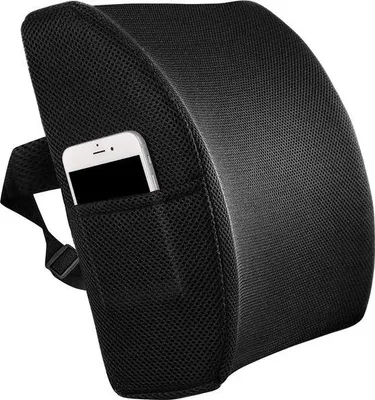 Imagen del producto de Unyqoos® Almohadilla lumbar ergonómica en forma de D, fabricada con espuma viscoelástica, con soporte lumbar y correa ajustable de 34 a 110 cm, funda transpirable de malla 3D, color