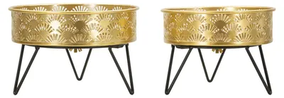 Produktbild von Blumenständer Set Metall 20,5x13 und 18x13 cm Schwarz-Gold Mauro Ferretti Zanny