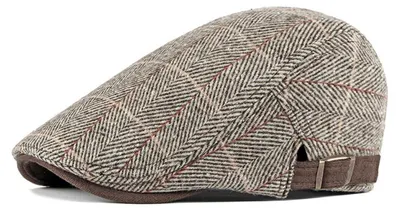 Productafbeelding van Herentrui, tweed, vintage, platte pet, verstelbaar, kleur: koffie, maat: M-L