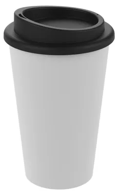 Produktbild von Doppelwandiger To-Go-Becher weiß/schwarz 0,35 Liter mit Trinköffnung für unterwegs