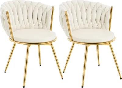 Produktbild von WOLTU Esszimmerstühle, Metallrahmen, ergonomisch, 360° drehbar, Samtsitz : Beige 2 Farbe: Beige Stückzahl: 2