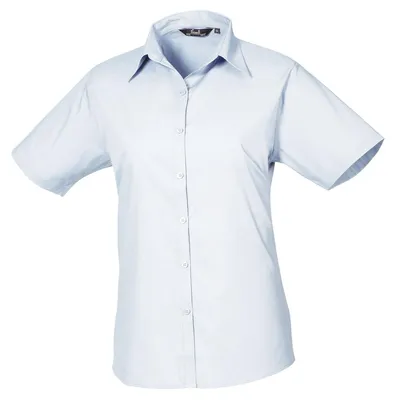 Produktbild von Premier - Bluse für Damen, Popelin, kurzärmlig LT5109 (4XL) (Hellblau)