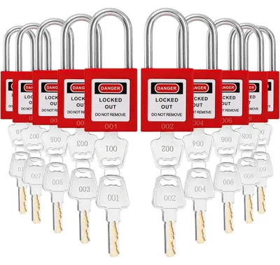 Produktbild von Lockout Tagout Vorhängeschlösser 10 Stück Rot OSHA Sicherheitsschlösser mit Schlüsseln für Aussperrstationen und Geräte