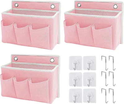 Productafbeelding van Hangorganizers - Set van 3 - 12 haken - Oxford-opbergtas - Opvouwbare wand- en deurorganizer - Bedtas voor slaapkamer