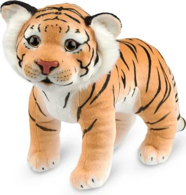 Obrázok produktu pre BRUBAKER Tiger plyšová hračka - 30 cm mäkká hračka - Detská plyšová hračka veľká stojaca mačka - Detská plyšová hračka, hnedá
