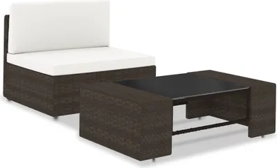 Produktbild von 2-tlg. Garten-Lounge-Set Poly Rattan Braun