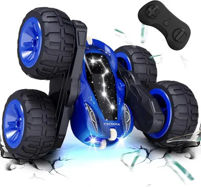 Image de Voiture télécommandée pour enfants de 6 à 12 ans – Camion monstre RC 2,4 GHz avec rotation à 360° et figures acrobatiques à 180°, éclairage LED effet ciel étoilé, chargement USB-C – Jouet d'extérieur pour garçons et enfants