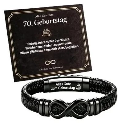Zdjęcie produktu dla Bransoletka skórzana dla mężczyzny prezent urodzinowy 30 40 50 60 70