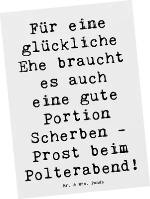 Produktbild von Mr. & Mrs. Panda Postkarte Spruch Scherben Polterabend - Weiß - Geschenk, Grußkarte, Ansichtskarten, Brautpaar, Heirat, Geschenke, kunstkarte, Ansichtskarte, Brauch