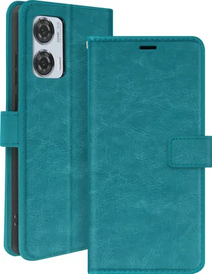 Immagine prodotto di Mayaxess, custodia a portafoglio Motorola Edge 50 Fusion con funzione supporto e cinturino da polso, turchese