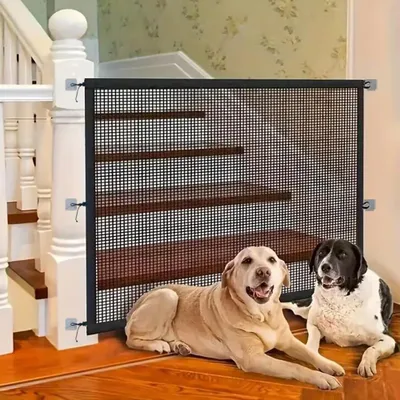 Produktbild von Sicherheitsgitter 110x80 cm - Hundetür - Babytür - Mesh-Tür - Schiebetür - Sicherheit für Haustiere - Hundegitter