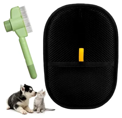Produktbild von 2 Stück Tierhaarentferner Handschuhe, Fellmagnet Handschuhe, Bürste für Katzen und Hunde