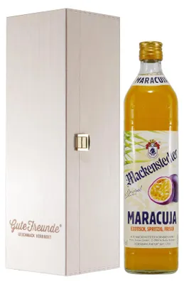 Produktbild von Mackenstedter Maracuja Likör mit Geschenk-Holzkiste