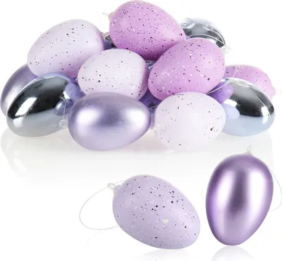 Produktbild von com-four® 18x Ostereier zum Aufhängen - gesprenkelte Osterdeko in tollen Farben - Hänge-Deko für den Osterstrauß - Größe: 7 cm