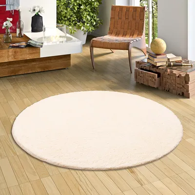 Produktbild von Hochflor Shaggy Teppich Palace Creme Rund, Größe:400 cm Rund