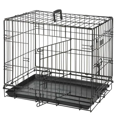 Obrázek produktu pro Drátěný box pro psy S: 63 x 43 x 49 cm černý Kovový přepravní box Odolný, pevný a snadno čistitelný