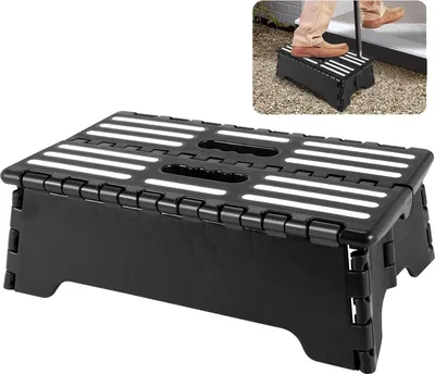 Image de Tabouret pliable et léger, avec des poignées antidérapantes, compact, idéal pour la cuisine et le jardin