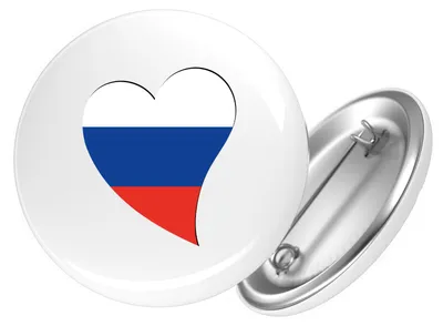 Produktbild von Huuraa Button Russland Flagge Herz 25mm rund mit Sicherheitsnadel Ansteckbutton Geschenkidee