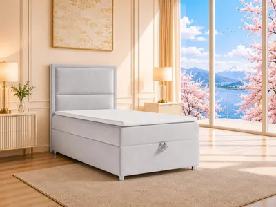 Produktbild von Best for Home Boxspringbett mit Bettkasten Trinity K11-SINGLE 90x200 Bonellfederkern inkl. Topper - Silber