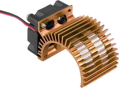 Obrázok produktu pre Chladič s chladiacim ventilátorom pre elektrické RC autíčka v mierke 1/10 s motorom 540/550 (zlatý)