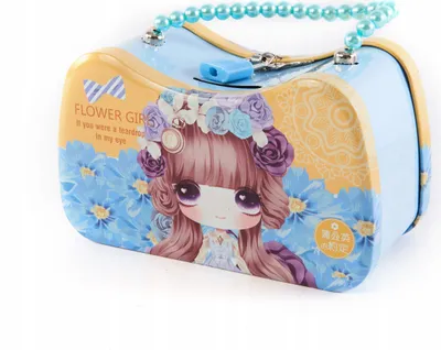 Produktbild von Metall Spardose Handtasche mit Vorhängeschloss - Bunte Sparbüchse für Kinder - 16cm