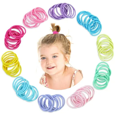 Image de Elastiques pour cheveux pour filles enfants bébé 320 pièces 10 couleurs 2,5 cm de diamètre 2 mm d'épaisseur