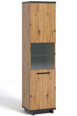 Produktbild von Glasvitrine INES 11 hohe eintürige Vitrine Wohnzimmer