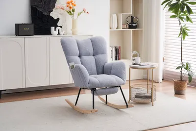 Produktbild von Grau Teddy Plüsch Lounge-Sessel Babyschaukelstuhl Ruhestuhl, Grau