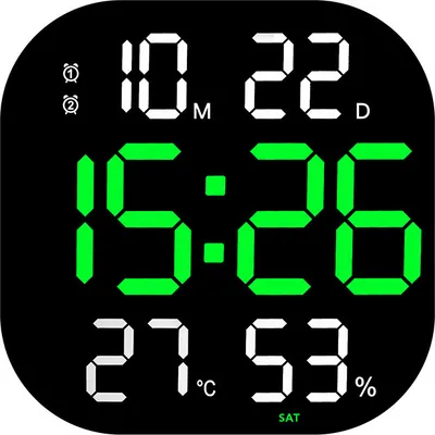 Produktbild von AIORBER LED Wanduhr 13 Zoll mit Countdown-Timer, inkl. Fernbedienung, lichtempfindlich, kompakt und schlank, Grün