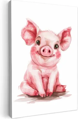 Produktbild von Leinwand Bilder 40x60 cm - Kinder Tiere - Schwein, Bilder, Wanddeko, Wandbilder Wohnzimmer