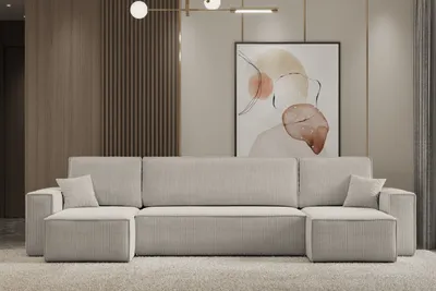 Produktbild von Emoebel24 Ecksofa mit Schlaffunktion, U-form, Bettcouch, Ecckouch DENIS Stoff Poso Beige