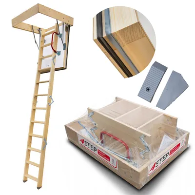 Zdjęcie produktu dla 4IQ Drewniane Schody Strychowe NORDIC 87mm 90X70 + dodatkowa uszczelka Z006029