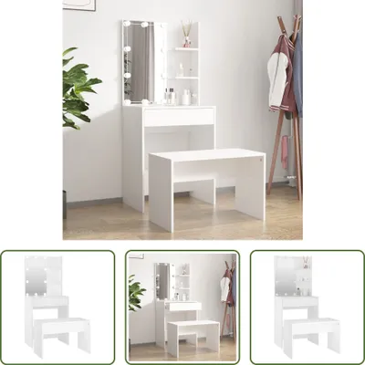 Obrázok produktu pre The Living Store Súprava toaletného stolíka s LED bielym materiálom na báze dreva