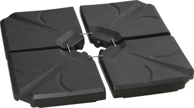 Image de Poids pour porte-parapluies - Quatre pièces Plaques de base remplissables - 72 kg avec du sable - 56 kg avec de l'eau - Pour pied en croix/parasol suspendu - Noir