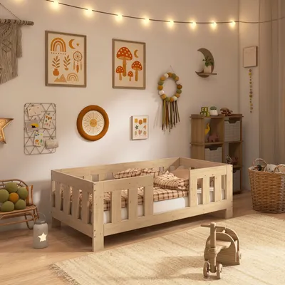 Produktbild von Kinderbett niedrig mit hochem Rausfallschutz, 70x140 cm