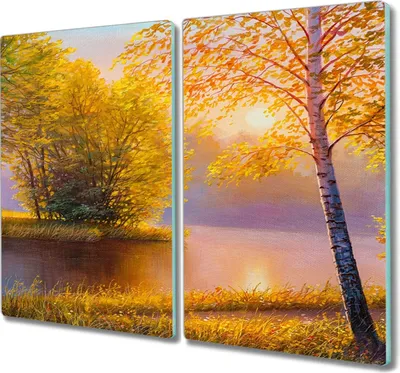 Produktbild von Coloray Hackbrett Herdabdeckplatte 2x30x52 cm Küchenbrett Kochplattenabdeckung Schneidebrett - Blumen Fluss Natur