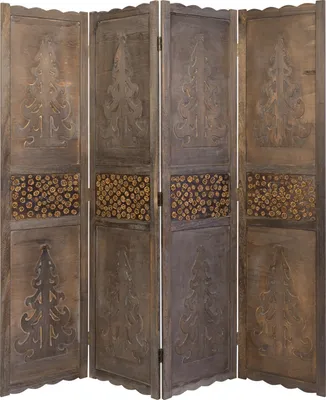 Image de Paravent séparateur de pièce 4 parties cloison en bois d'intimité brun