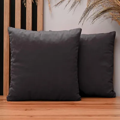 Produktbild von MG Design 2er Set Kissenbezüge 50 x 50 cm in Dunkelgrau - mit Reißverschluss, samtig-weich mit dezentem Schimmer, pflegeleicht & langlebig
