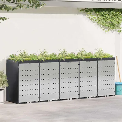 Produktbild von "Schlussverkauf" Wagenmüllbehälter/Mülltonnenbox - für 5 Behälter 340x77,5x121,5 cm Stahl  C17005