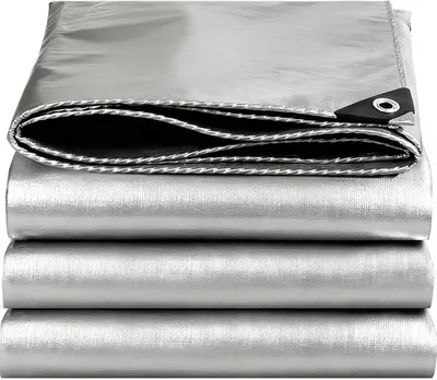 Productafbeelding van Afdekzeil 6 x 9 m in zilver, waterdicht en UV-bestendig van polyethyleen