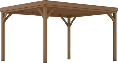 Produktbild von Outsunny Gartenpergola 4 x 3 m, traditionelle freistehende Holzpergola mit Terrassenüberdachung, mit 4 Beinen, braun