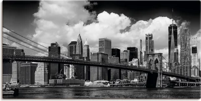 Produktbild von ARTland Leinwandbild Manhattan Skyline, Brooklyn Bridge Größe: 100x50 cm