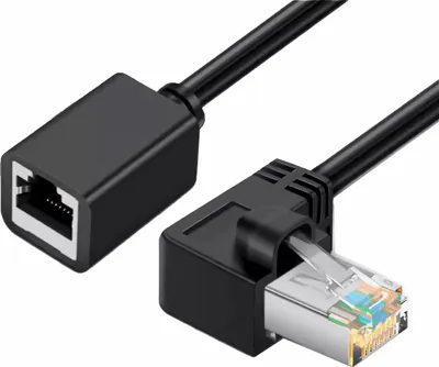 Produktbild von J57 LAN-Kabel Verlängerung Ethernet Adapter 90° gewinkelt links – RJ45 Netzwerk Verlängerungskabel