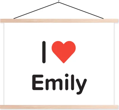 Produktbild von MuchoWow® Textilposter Ich liebe - Emily - Mädchen 60x45 cm mit holzfarbenen Rahmen - Bild