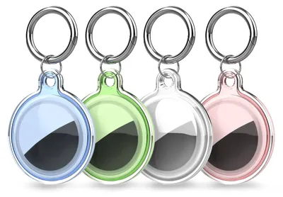 Immagine prodotto di Custodia impermeabile Apple Airtag - Trasparente, Verde, Blu, Rosa - 4 pezzi