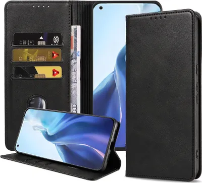 Produktbild von Smartphonica Handytasche passend für Xiaomi Mi 11 Kunstledertasche mit Magnetverschluss und Kartenhalter Buchhülle mit Klappe - Schwarz
