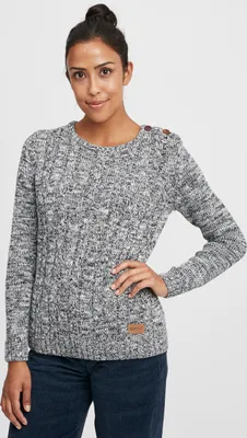 Produktbild von OXMO OXPhia Damen Strickpullover Grobstrick Pullover mit Rundhals-Ausschnitt 100% Baumwolle Regular fit