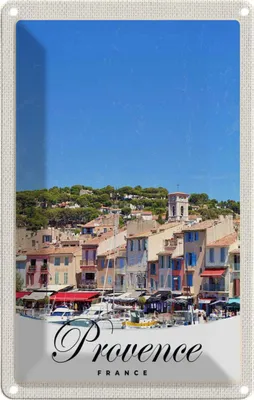 Produktbild von vianmo Blechschild 30x20 cm Provence Frankreich Boote Stadt Abenteuer Reisen Urlaub