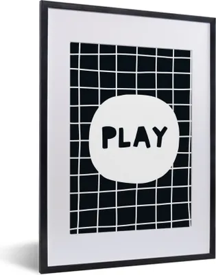 Produktbild von MuchoWow® MuchoWow® Gerahmtes Poster Zitat - Spielen - Schwarz - Weiß - Kind - Jungen - Mädchen - Baby 30x40 cm - Poster mit zchwarzem Bilderrahmen - Wandposter Schlafzimmer