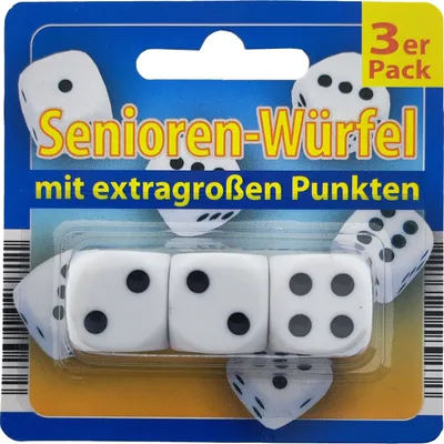 Produktbild von Würfel 3er Set, je 18x18mm, Senioren-Würfel mit extragroßen Punkten